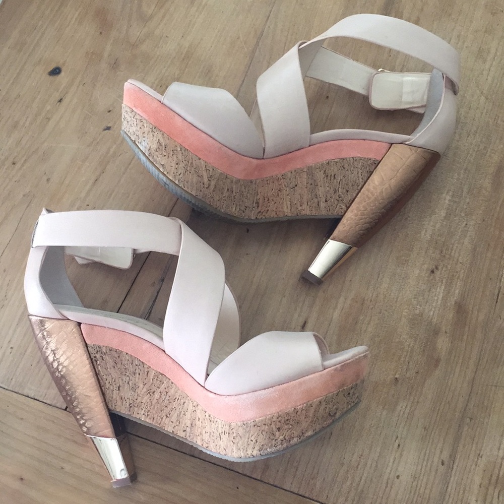 Pink and cork wedges